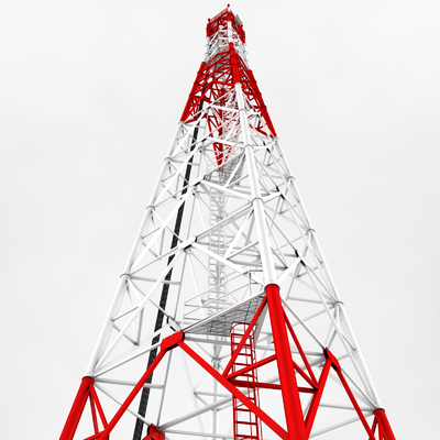 Weldable structural 20-100m Transmission Steel Tower 3 Or 4 Legged Lattice Tower